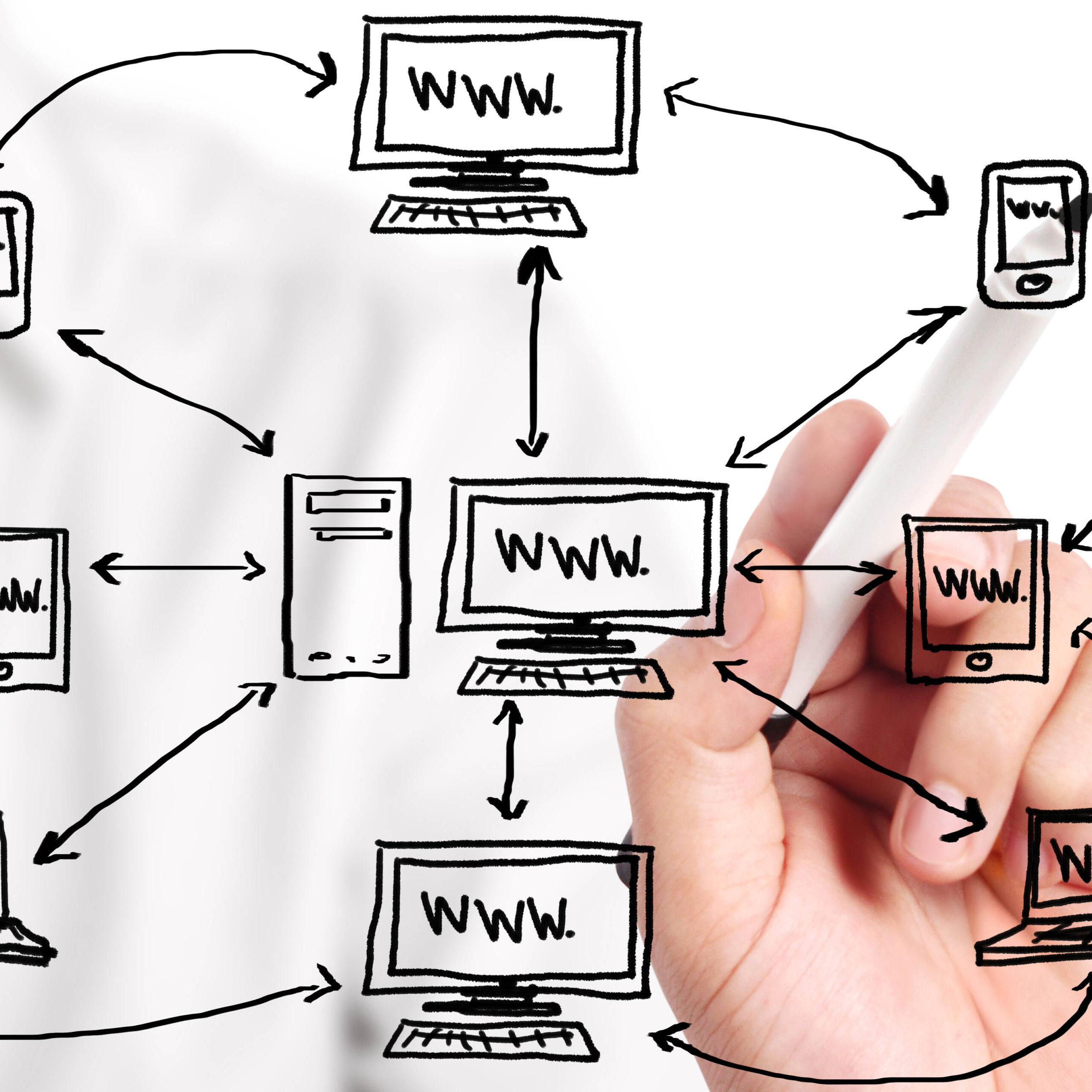 Business man drawing social network